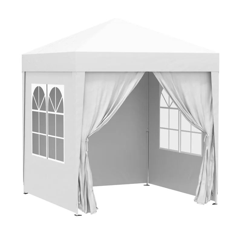 06x06 ft Easy Folding Pop Up Wedding Party Pavilion Canopy Tent with 4 sidewalls - White