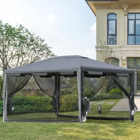 10x13 Ft Light Duty Gazebo with Mesh Sidewalls - Grey