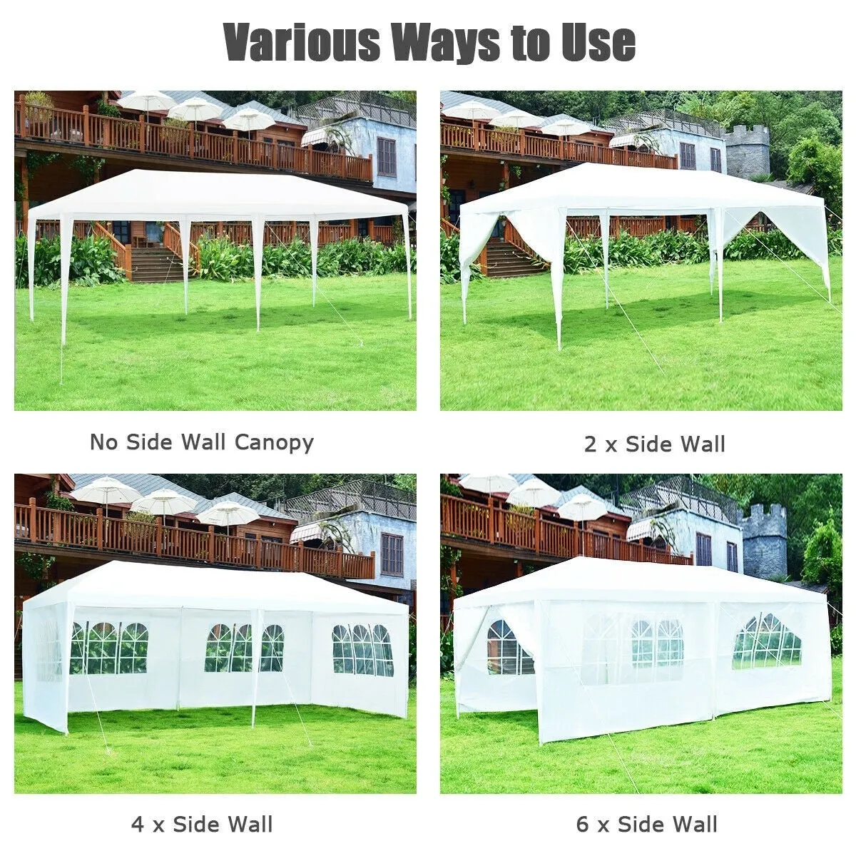 10x20 ft. 6 Sidewalls Canopy Tent with Carry Bag