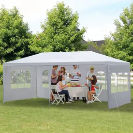 10x20 ft Gazebo Canopy Tent with 4 Removable Window Side Walls - White