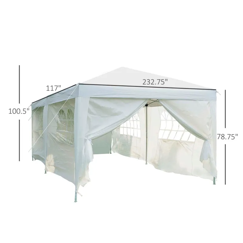 10x20 ft Pop Up Wedding Party 'Pavilion' Canopy Tent with 6 Sidewalls - White