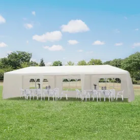 10x30 ft Party Tent Gazebo Canopy with 5 Removable Walls - White