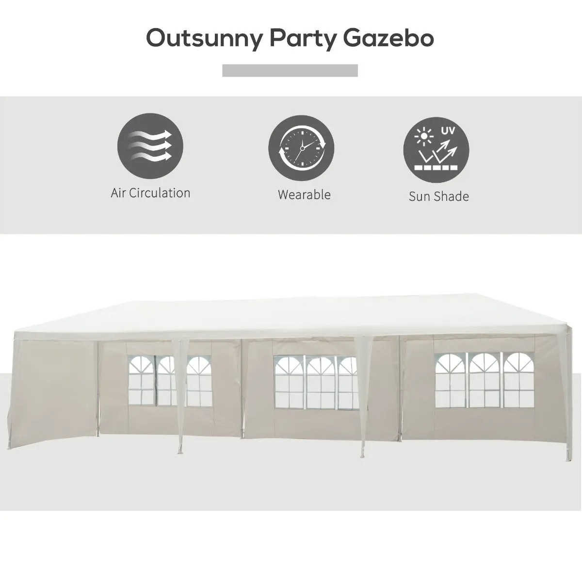 10x30 ft Party Tent Gazebo Canopy with 5 Removable Walls - White