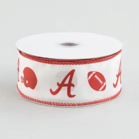 1.5" Football Helmet Crimson A Ribbon (10 Yards)