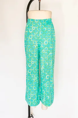 1970s Lounge Pants Printed Wide Leg S