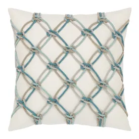 20" Square Elaine Smith Pillow  Aqua Rope