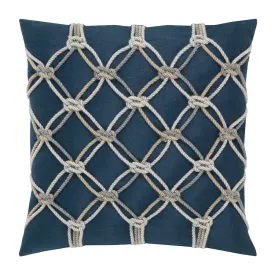 20" Square Elaine Smith Pillow  Indigo Rope