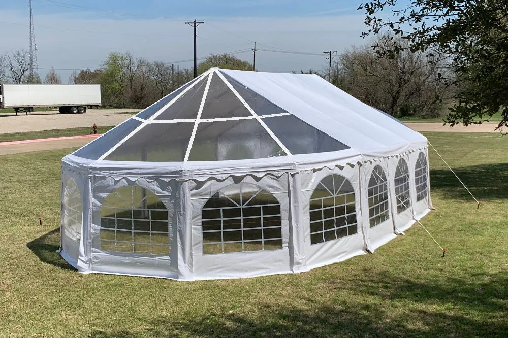 40'x21' PVC Marquee Party Tent with Clear Bay Windows - Fire Retardant