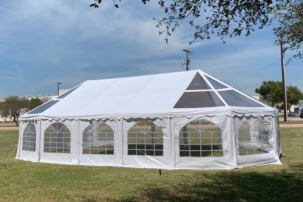 40'x21' PVC Marquee Party Tent with Clear Bay Windows - Fire Retardant