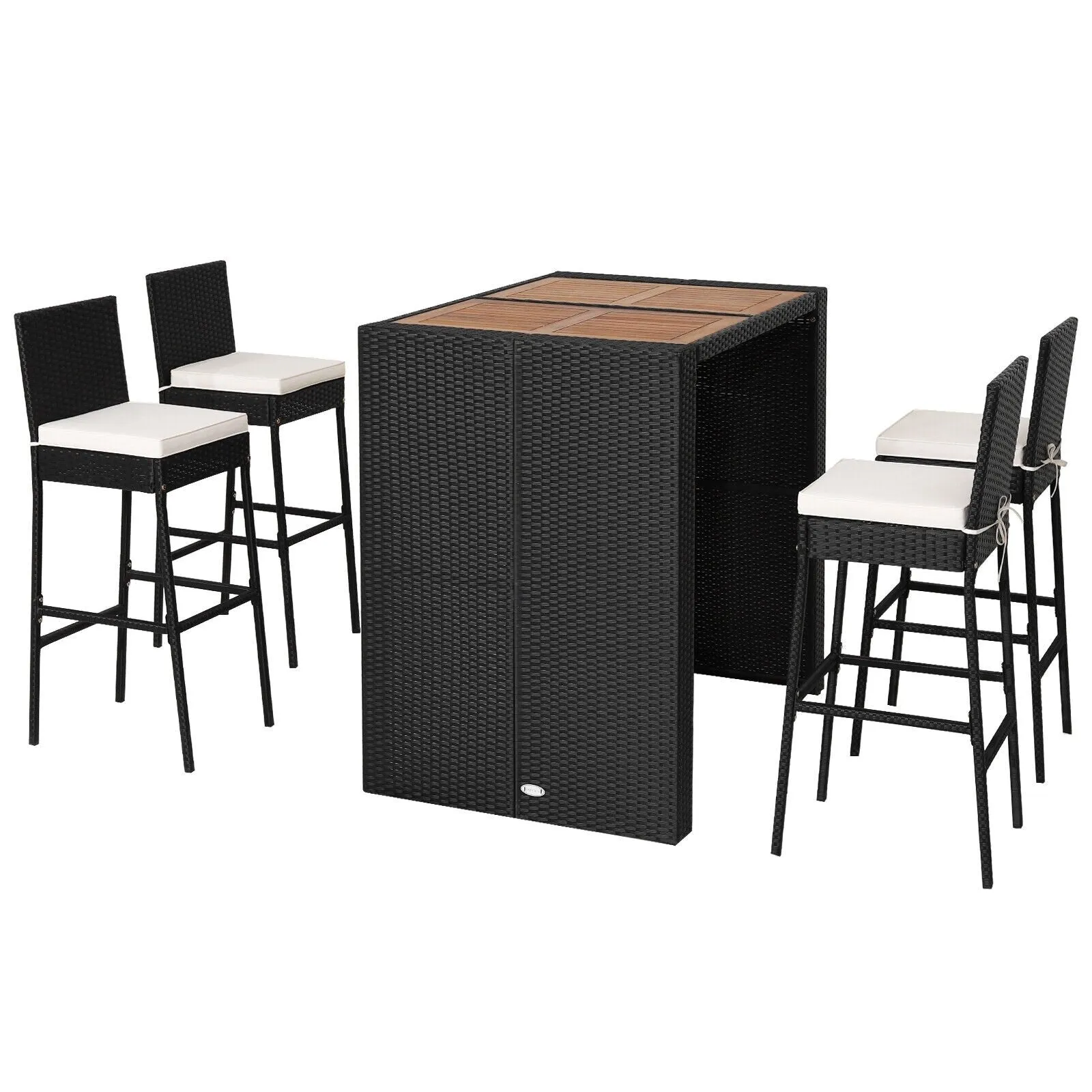 5pc Patio Dining Table Set - Black, Off White