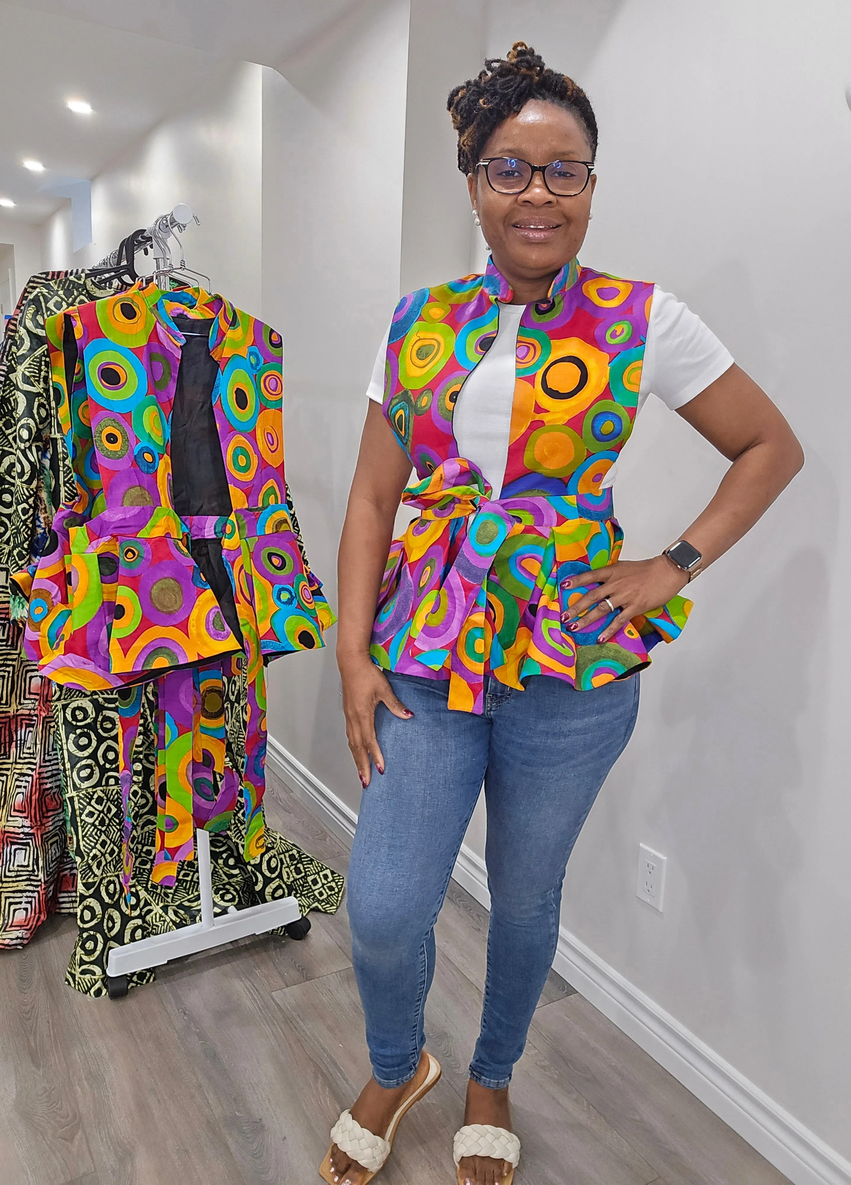 Ankara Sleeveless Peplum Blouse