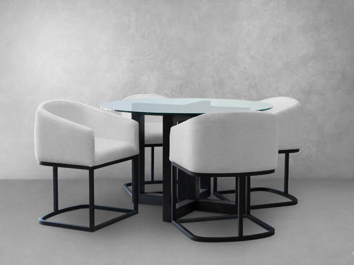 Atlas 5-pc Contemporary Dining Collection with Metal Base Chairs