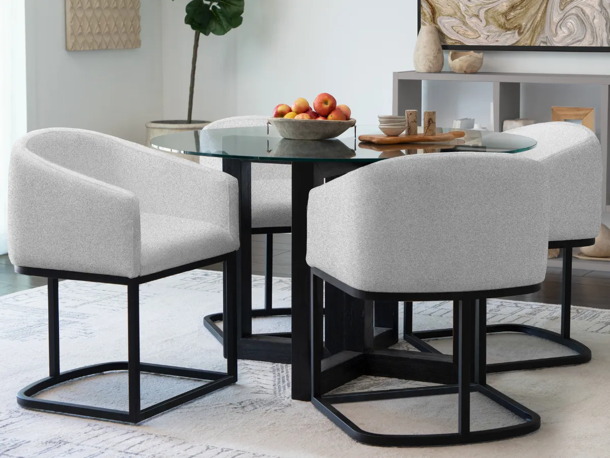 Atlas 5-pc Contemporary Dining Collection with Metal Base Chairs