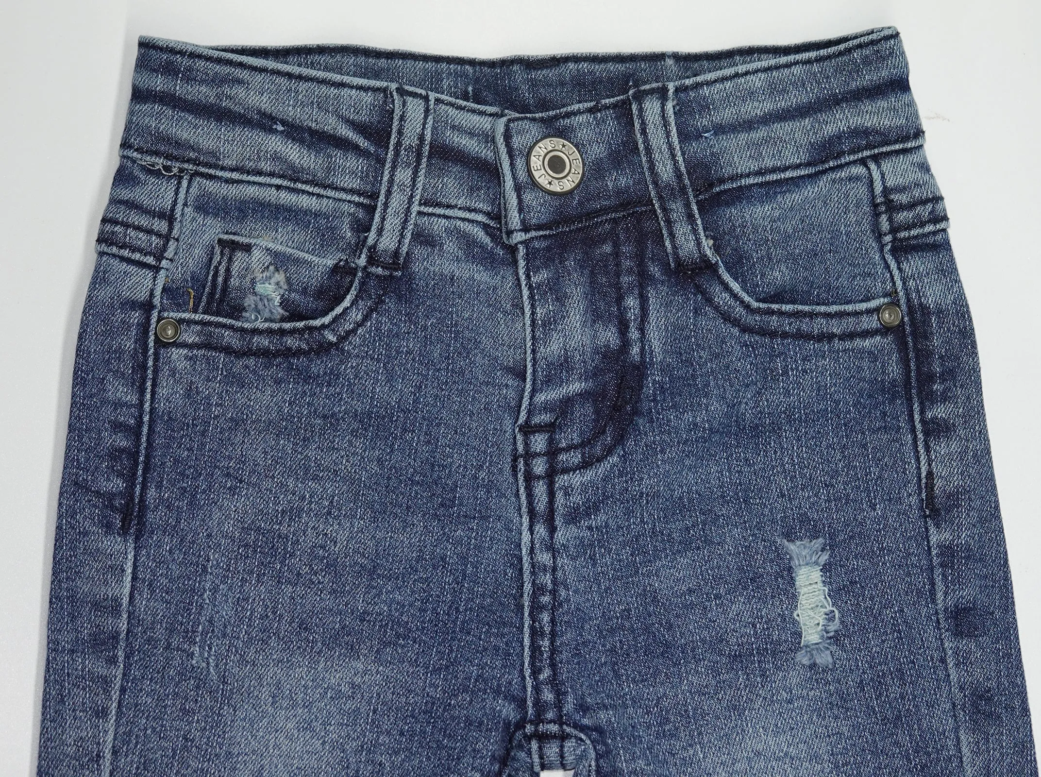 Baby Little Boy Slim Fit Jeans Little Kid Ripped Elastic Band Inside Denim Pants