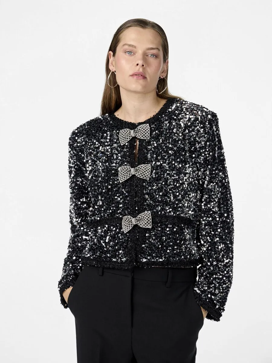 Bow Sequin Jacket (Black)