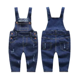 Boys Girls Blue Denim Dungaree Jean Overalls