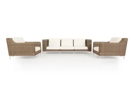 Brown Wicker Outdoor Sofa with Armchairs - 5 Seat