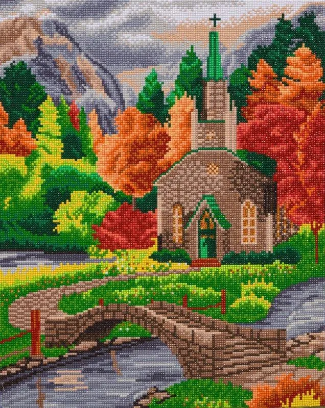 CAK-A149L: "Church by the River" 40x50cm Crystal Art Kit