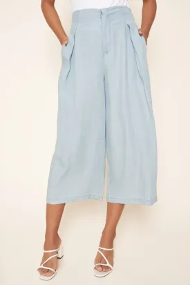 Cannes Chambray Cropped Wide Leg Pants