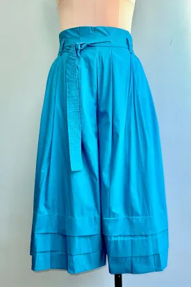 Cerulean Pin Tucked Wide Leg Gaucho Pants