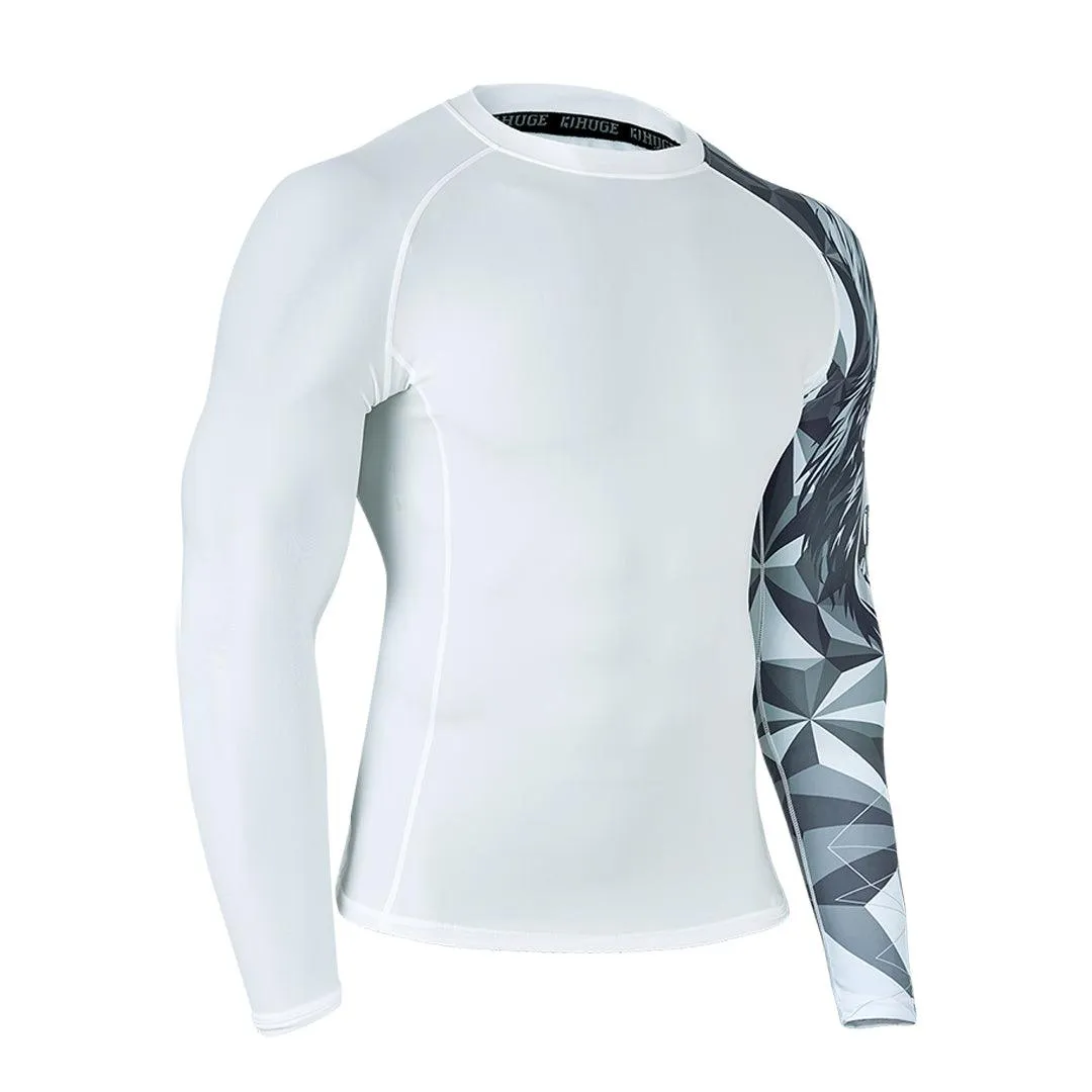 Classic White Long Sleeve UPF50 Rashguard for Men - King Kong Style