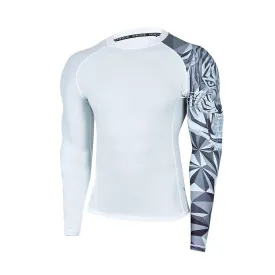 Classic White Long Sleeve UPF50 Rashguard for Men - Tiger Style