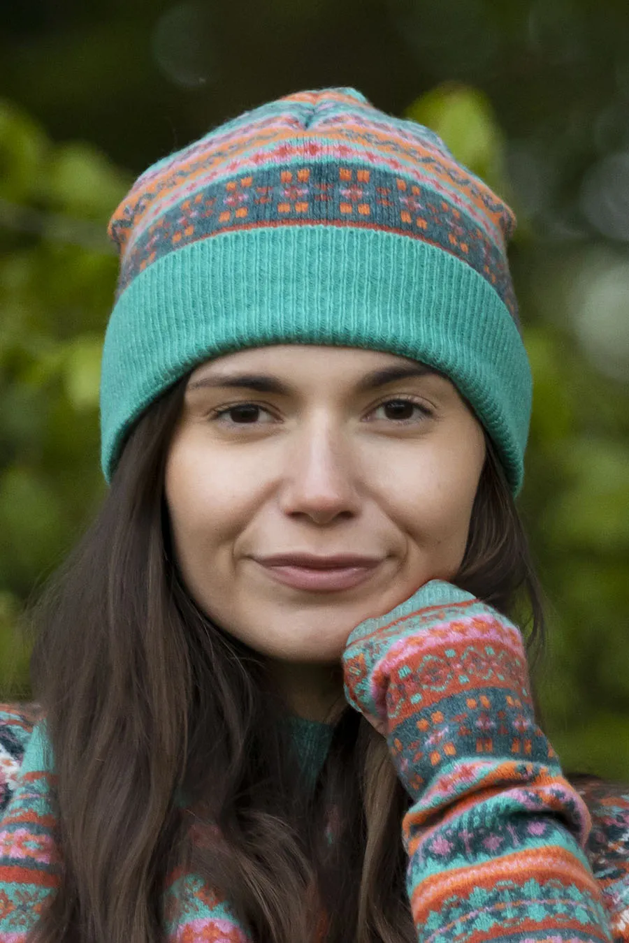 Clyde Fair isle beanie hat - Aqua