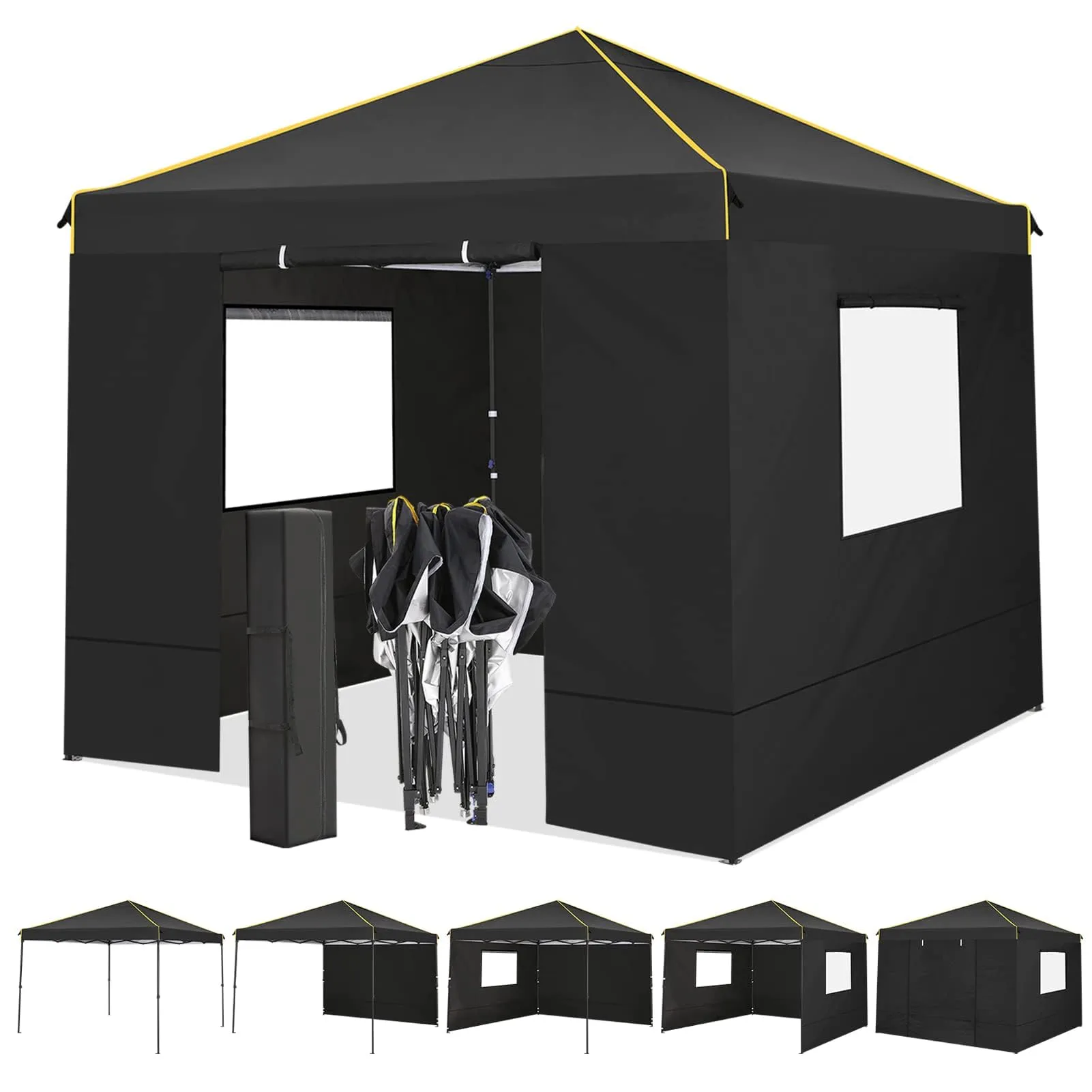 COBIZI 10x10 Pop-Up Outdoor Waterproof  Canopy with 4 Removable Sidewall and Mesh Windows