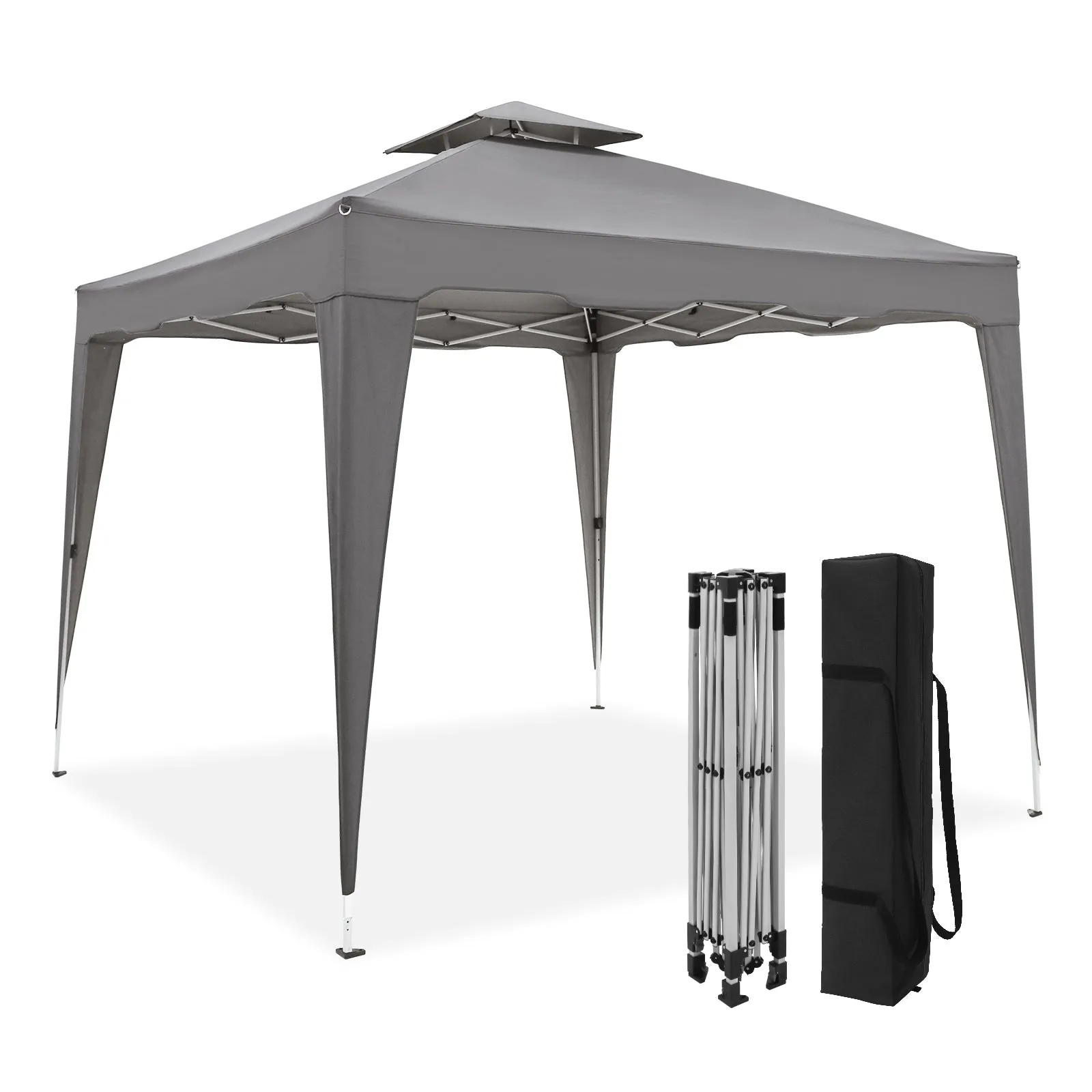 COOS BAY Outdoor 10 x 10 ft Pop-Up Instant Patio Gazebo Tent with Decorative Leg Skirt,Portable Folding Vented Canopy with Carry Bag, Gray