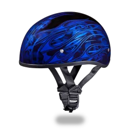 Daytona 1/2 Shell Hemlet - Multi Skull Flames Blue