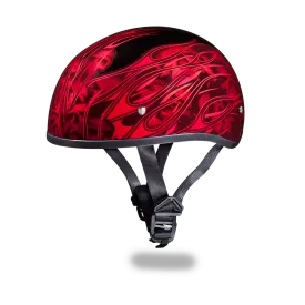 Daytona 1/2 Shell Hemlet - Multi Skull Flames Red