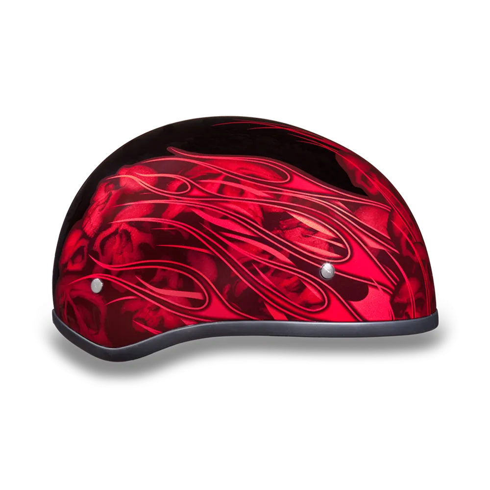 Daytona 1/2 Shell Hemlet - Multi Skull Flames Red