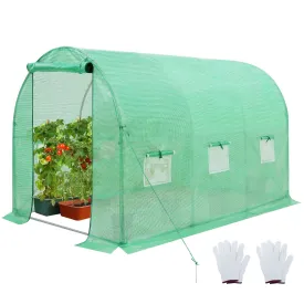 EAGLE PEAK Tunnel Greenhouse Garden Green House with Zippered Door and 6 Roll-up Side Windows, 10'x7'x7