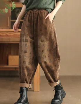 Elastic Waist Style Corduroy Casual Pants