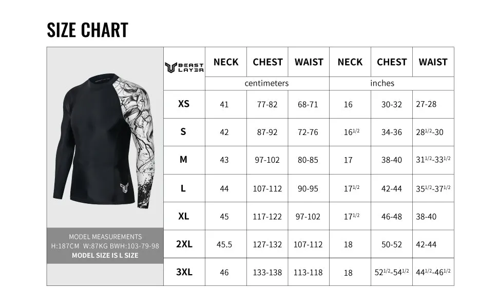 Graphic 2.0 UPF50  Long Sleeve Rash Guard for Men - Tattoo Bear