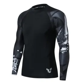 Graphic UPF50  Long Sleeve Rash Guard for Men - Alligator Style