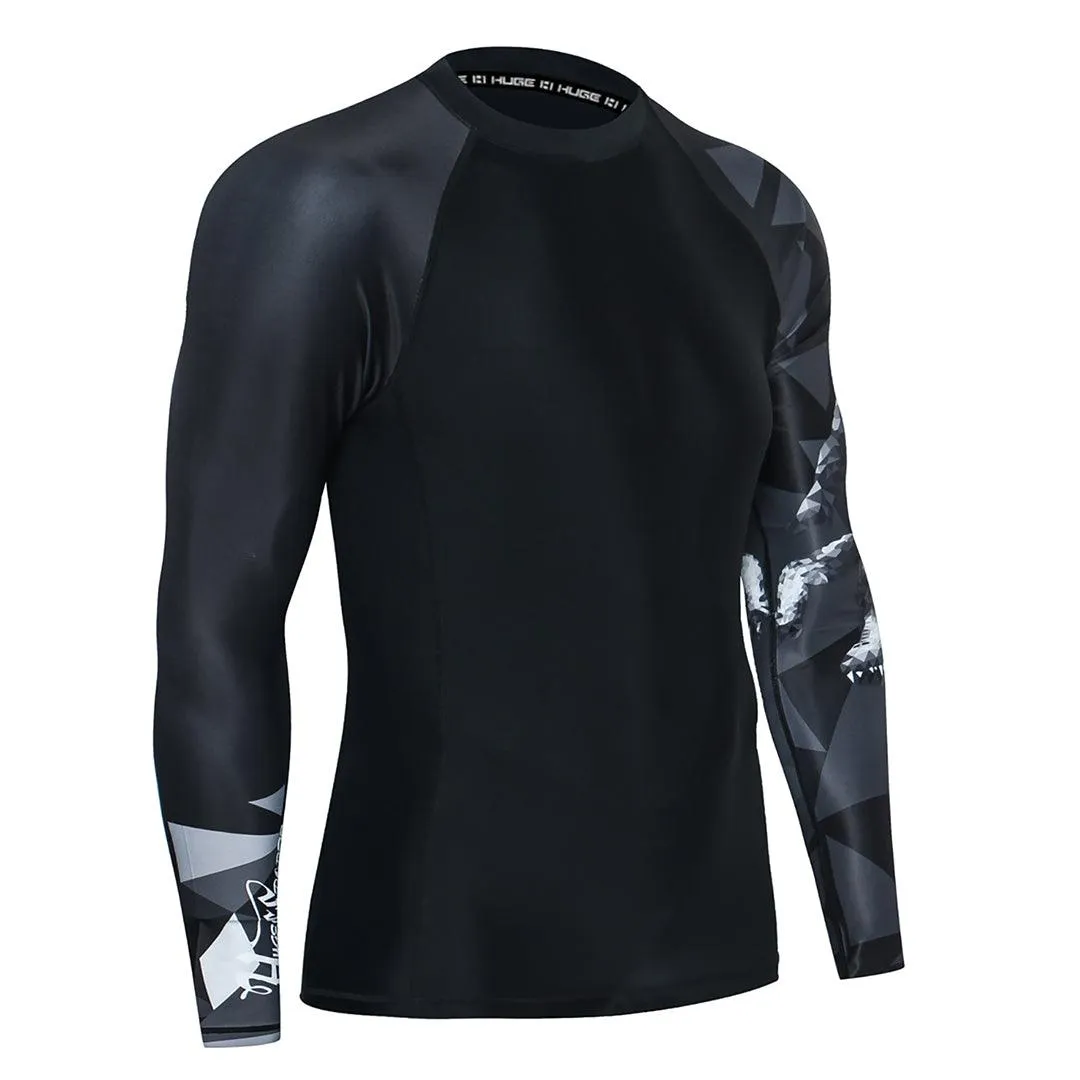 Graphic UPF50  Long Sleeve Rash Guard for Men - Alligator Style