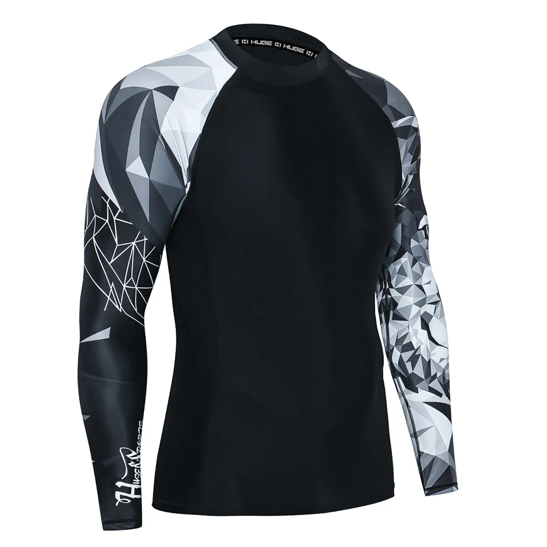 Graphic UPF50  Long Sleeve Rash Guard for Men - Wolf Style