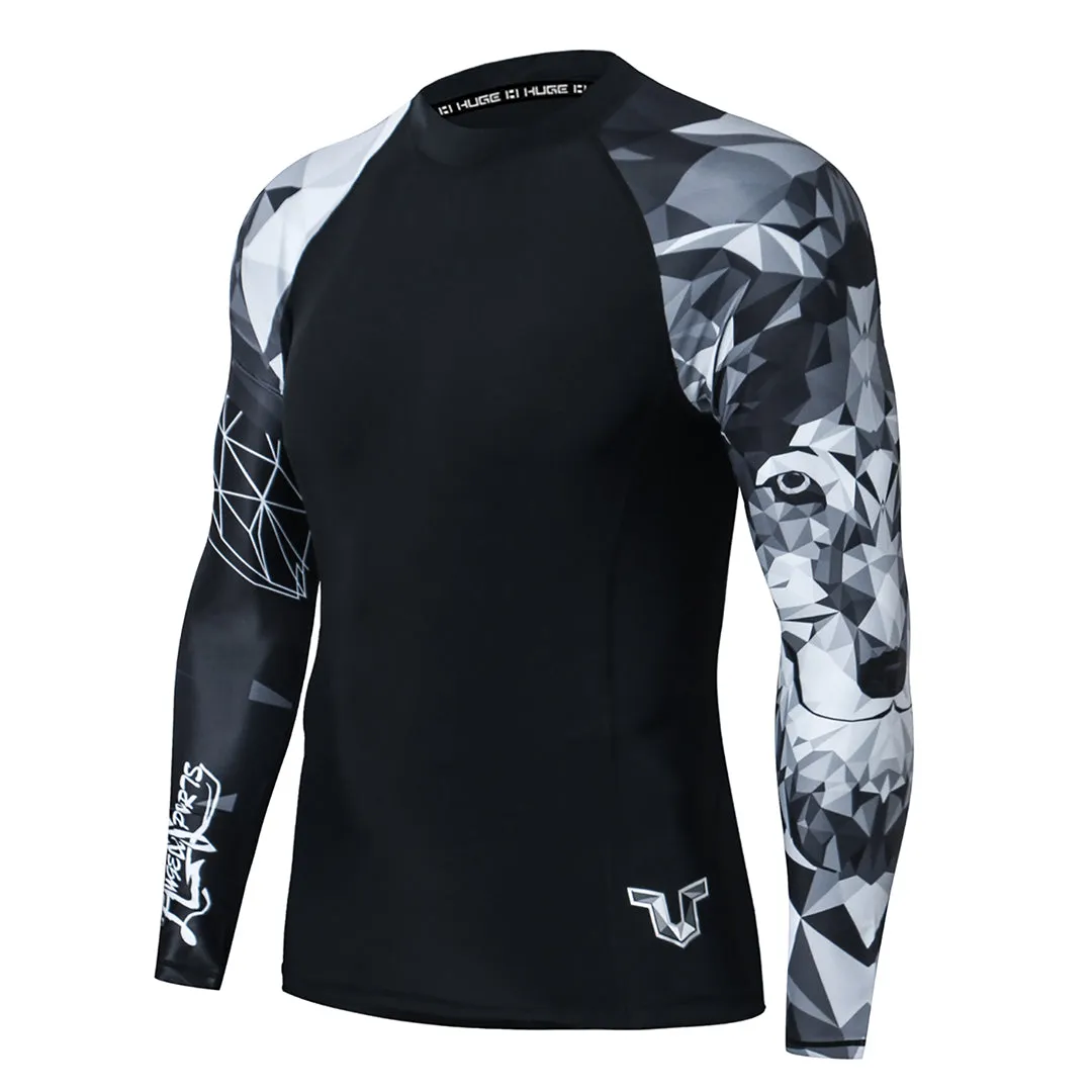 Graphic UPF50  Long Sleeve Rash Guard for Men - Wolf Style