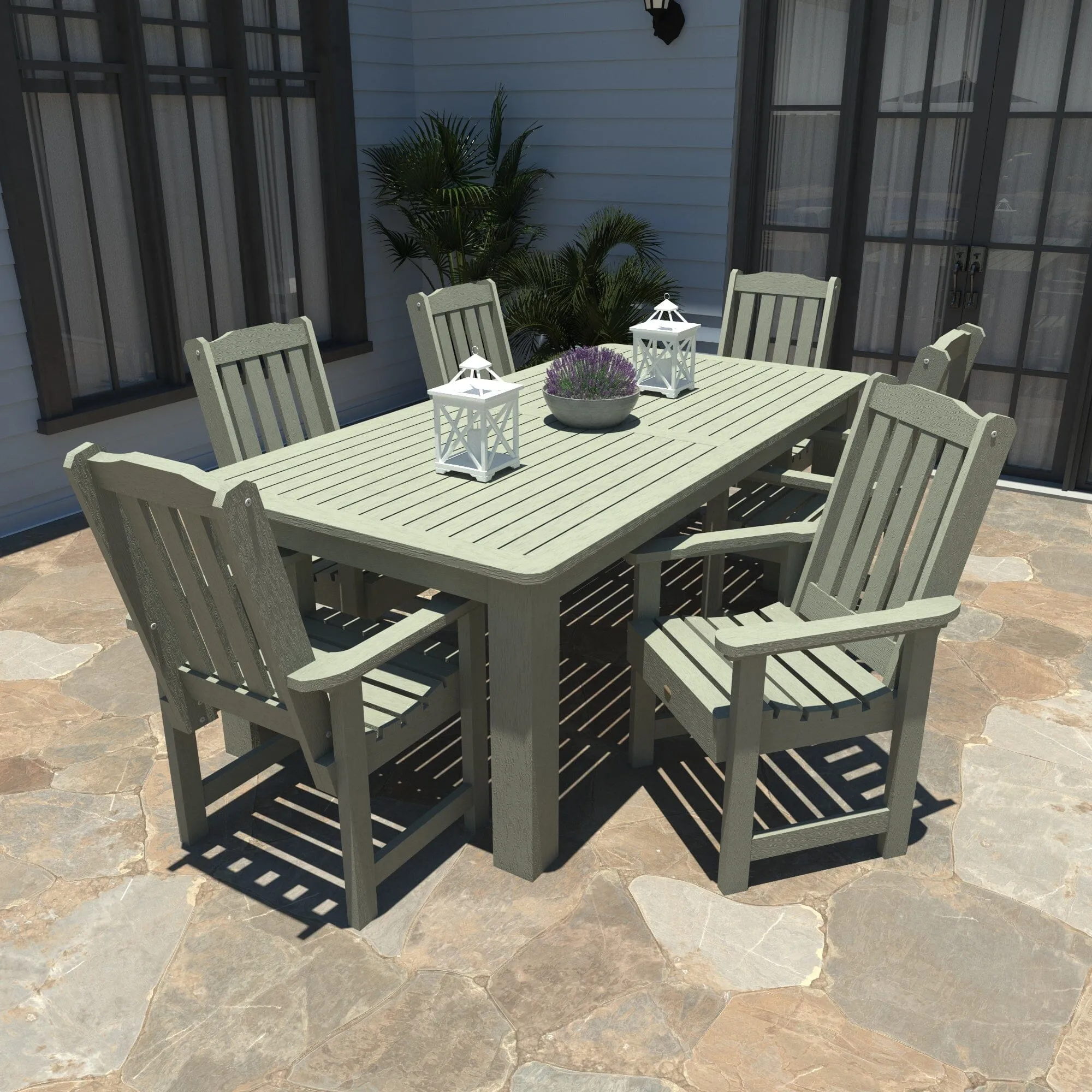 Lehigh 7pc Rectangular Outdoor Dining Set 42in x 84in - Dining Height