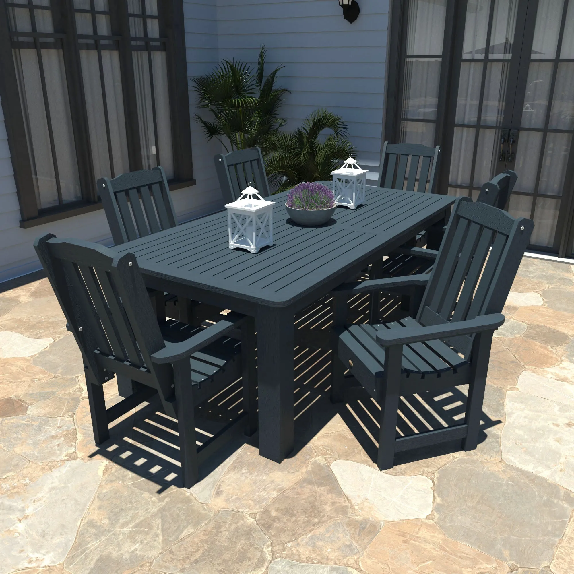 Lehigh 7pc Rectangular Outdoor Dining Set 42in x 84in - Dining Height