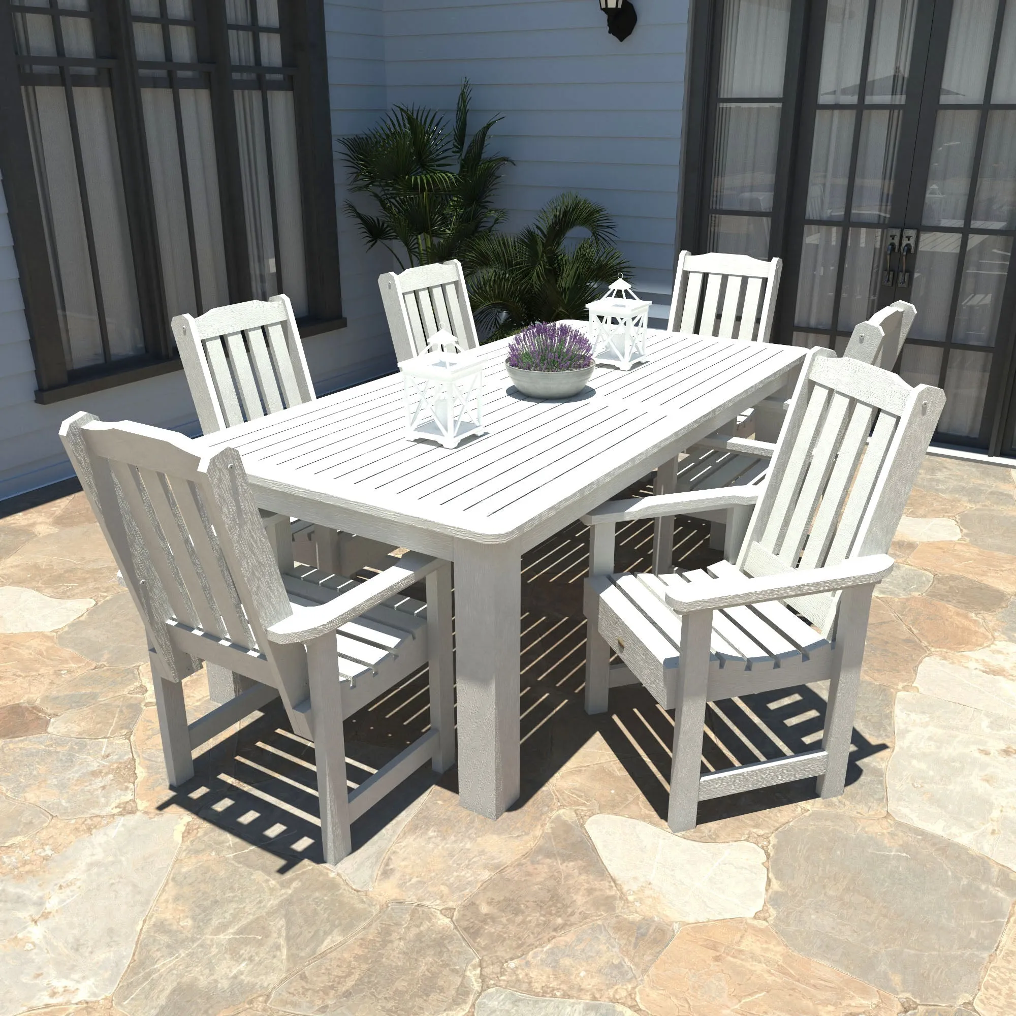 Lehigh 7pc Rectangular Outdoor Dining Set 42in x 84in - Dining Height