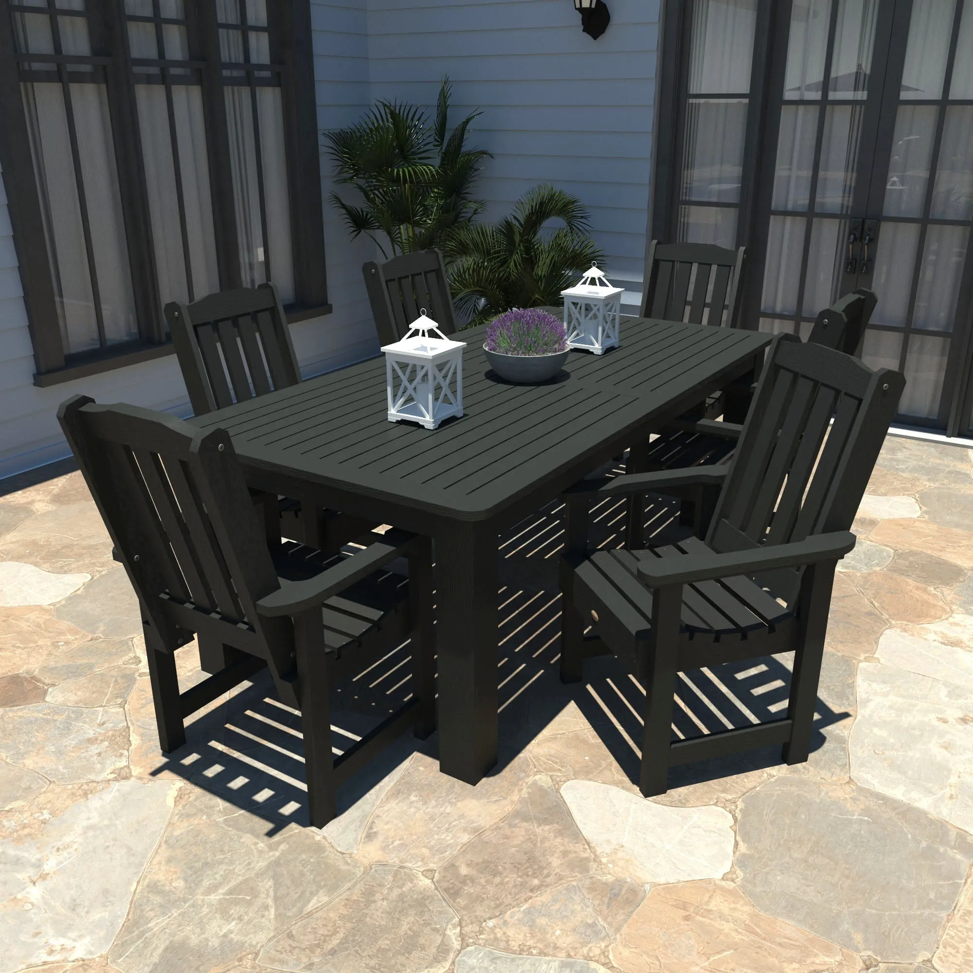 Lehigh 7pc Rectangular Outdoor Dining Set 42in x 84in - Dining Height