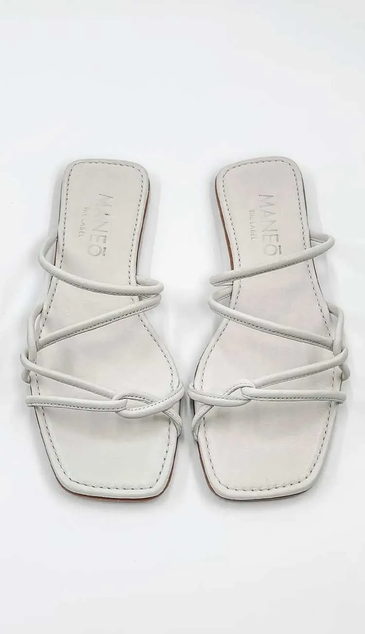 Maneo Lisa Slide Creme Leather Sandal - Creme