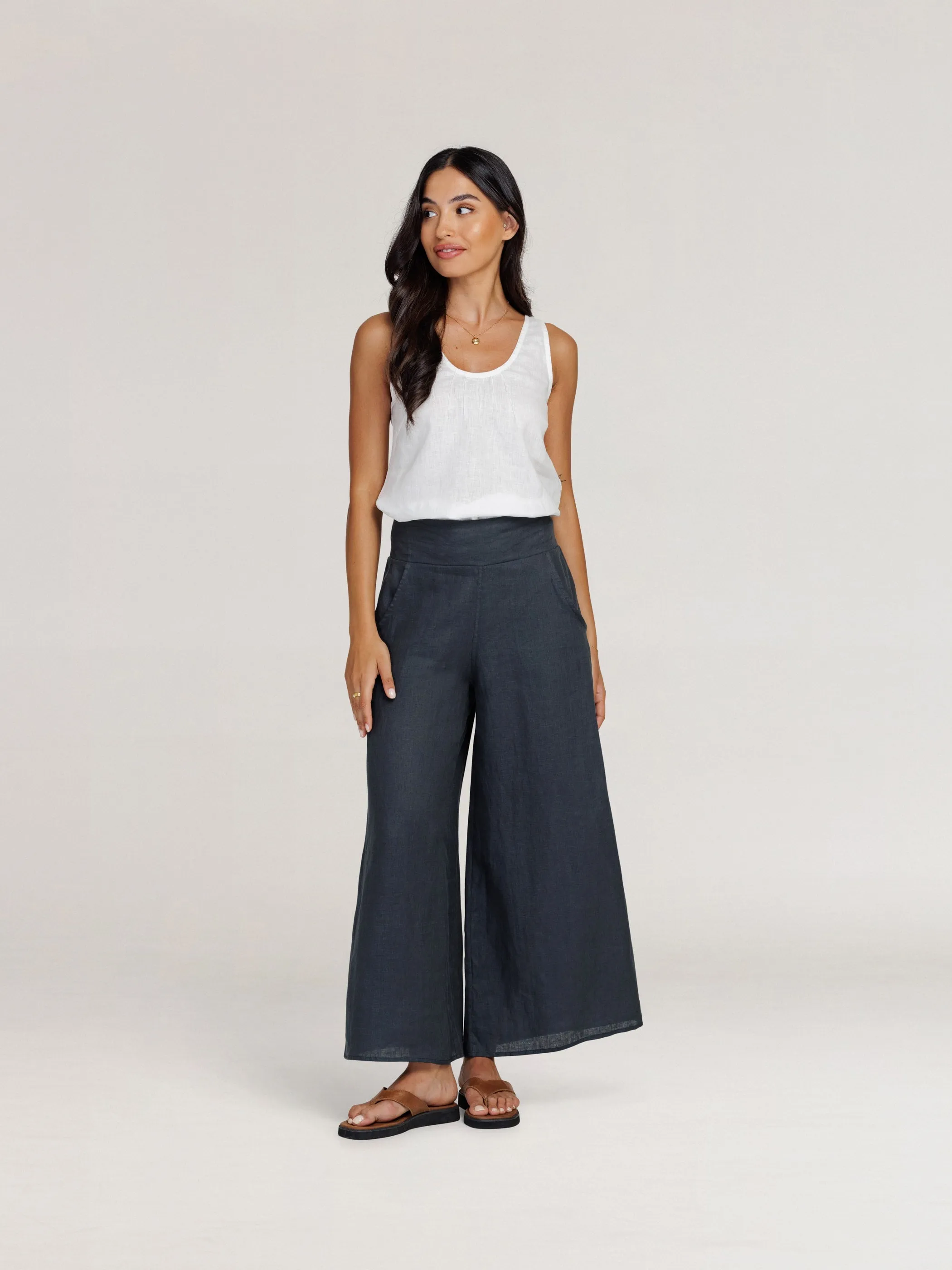 Portillo Linen Pants Charcoal