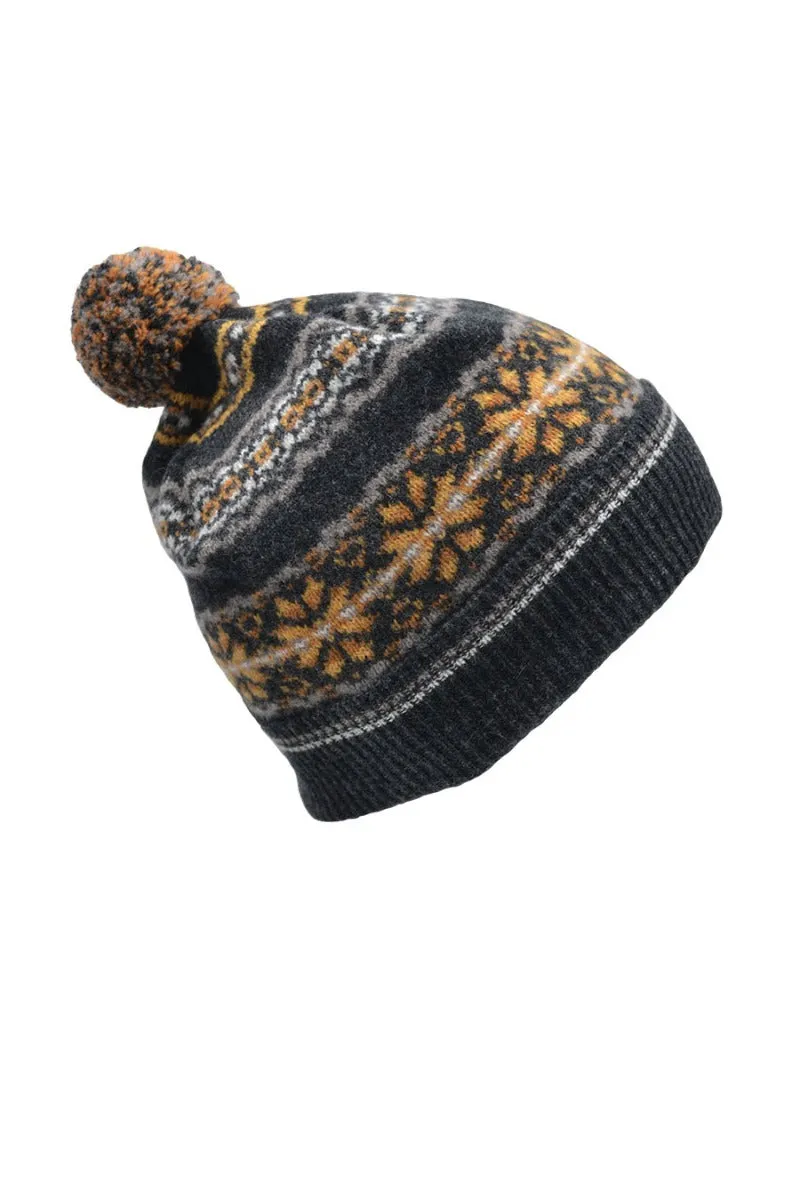 Scalloway Fair isle ski hat - Charcoal