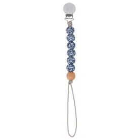 Three Little Tots - Blue Leopard Beaded Pacifier Clip