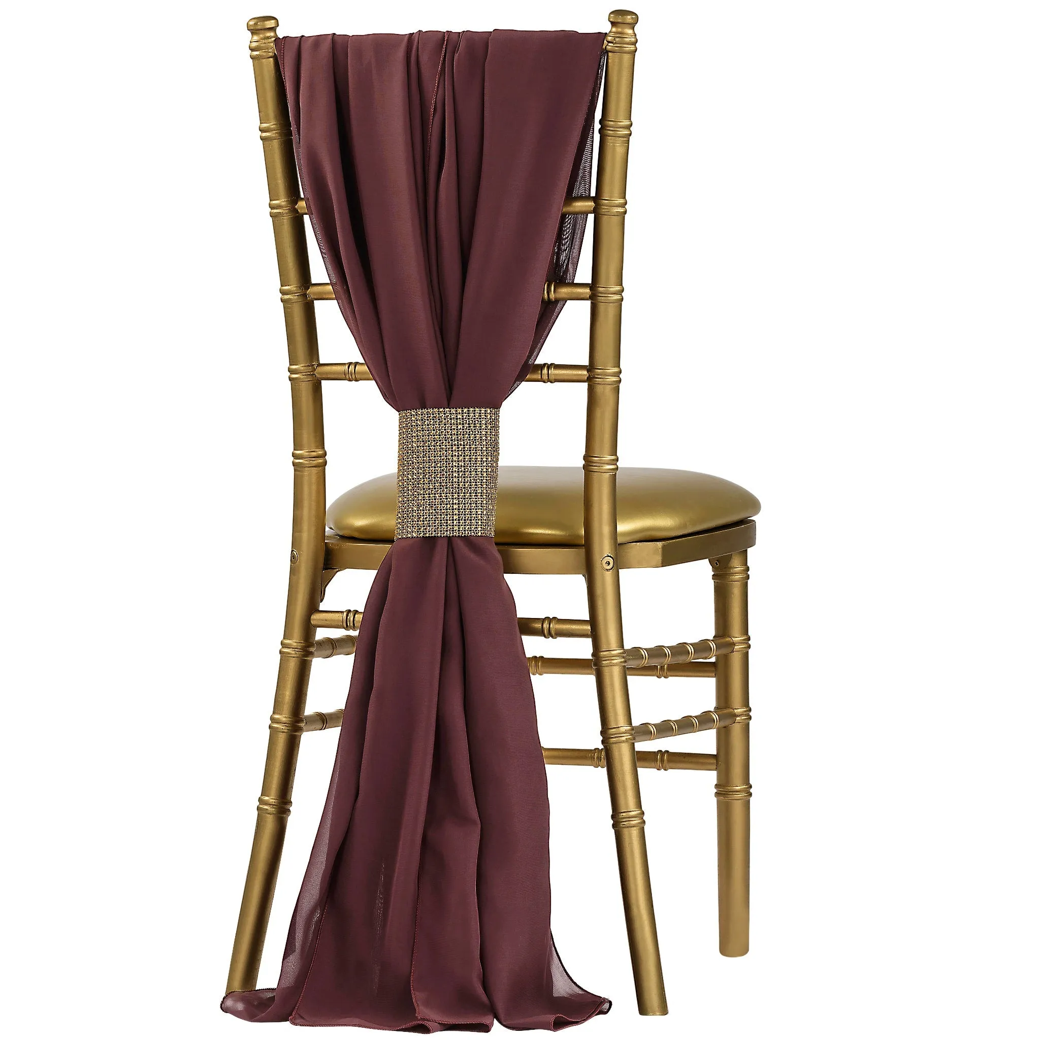 Wholesale 5pcs Pack of Chiffon Chair Sashes 19" x 72"