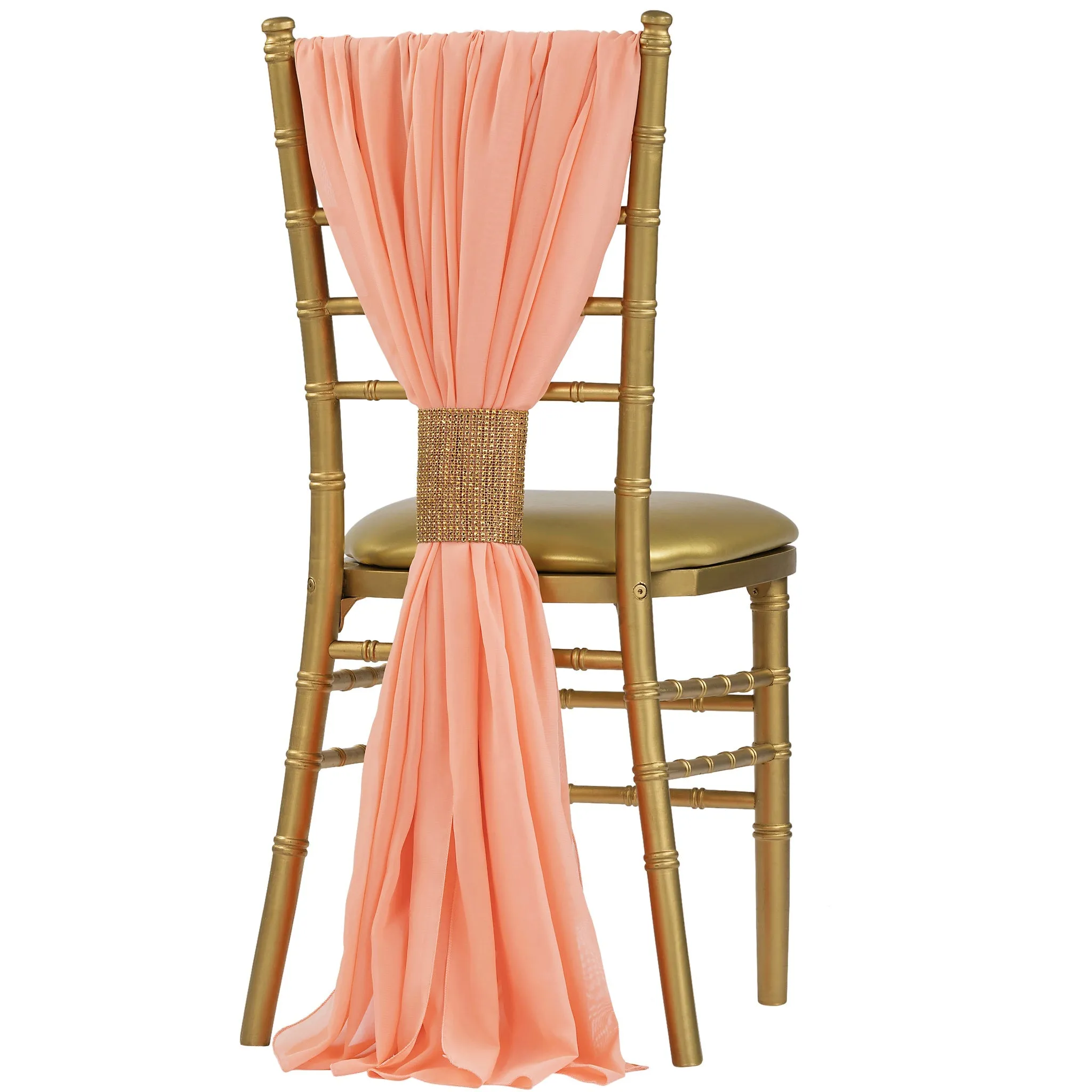 Wholesale 5pcs Pack of Chiffon Chair Sashes 19" x 72"